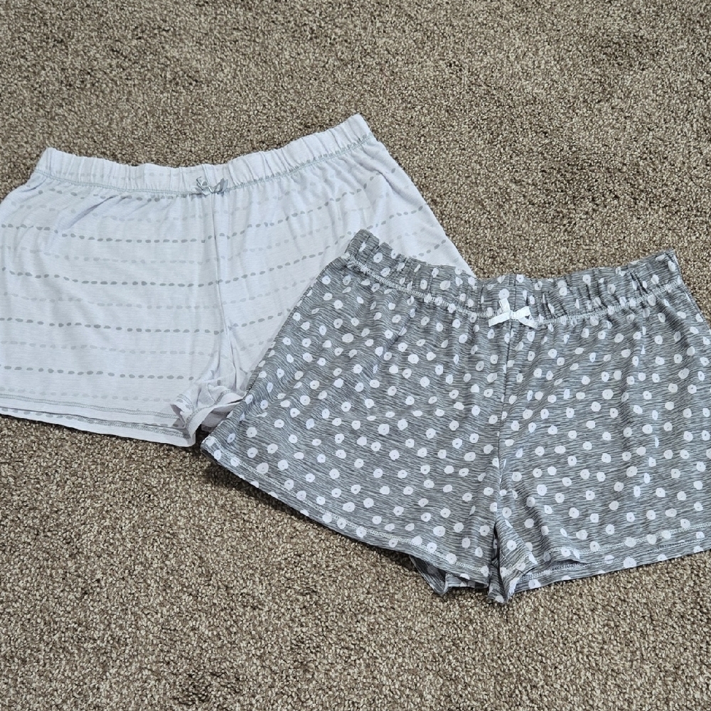 Roudelain Gray and White Polka Dot and Striped Shorts Set Size Small